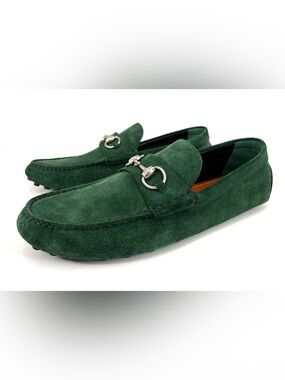 Gucci Men Byorn Horsebit Suede Driver Logo Loafers UK 9.5 - US 10 - EU 43.5